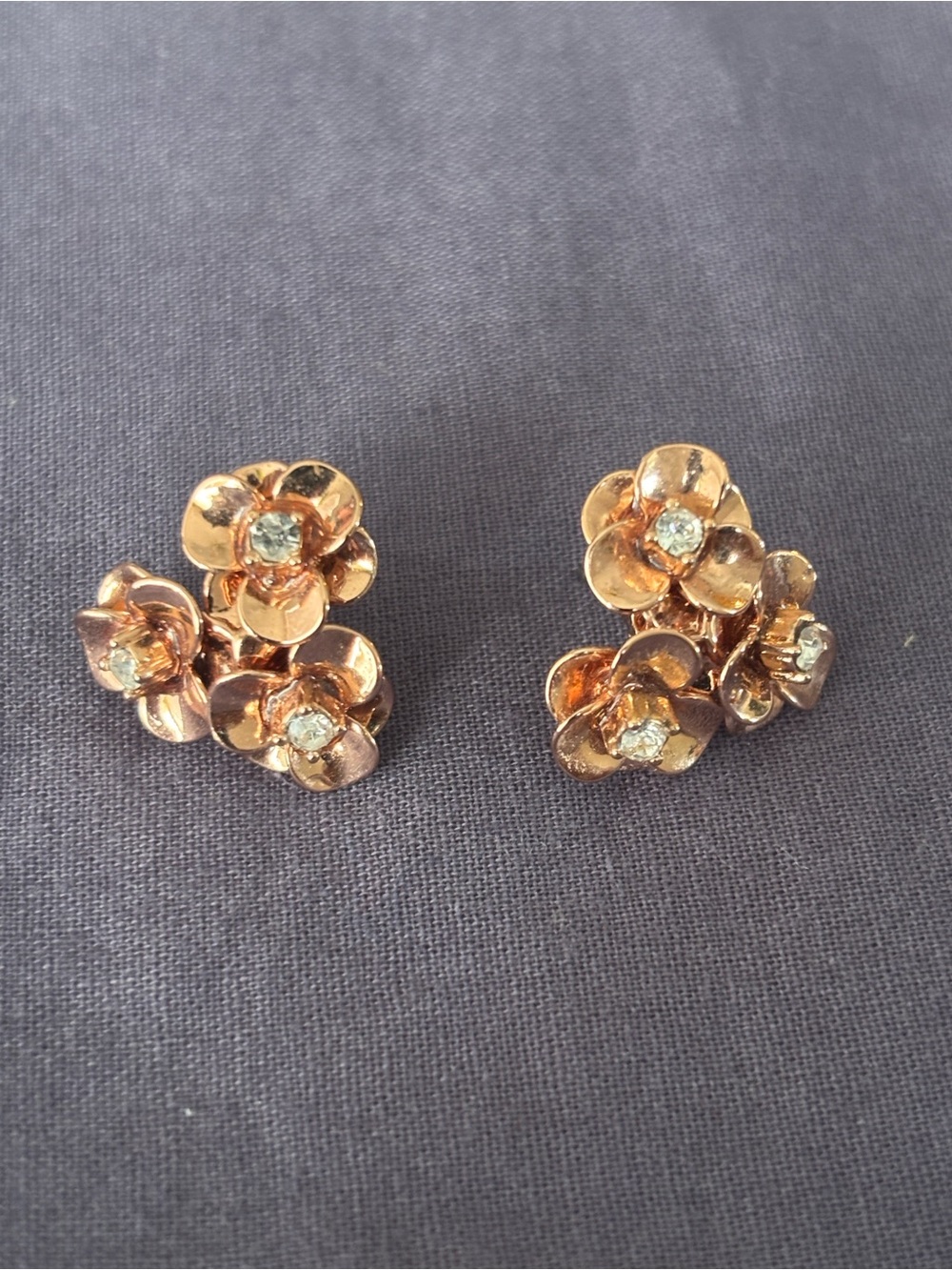 kate spade Rose Gold Floral Cluster Earrings with Crystal Centers